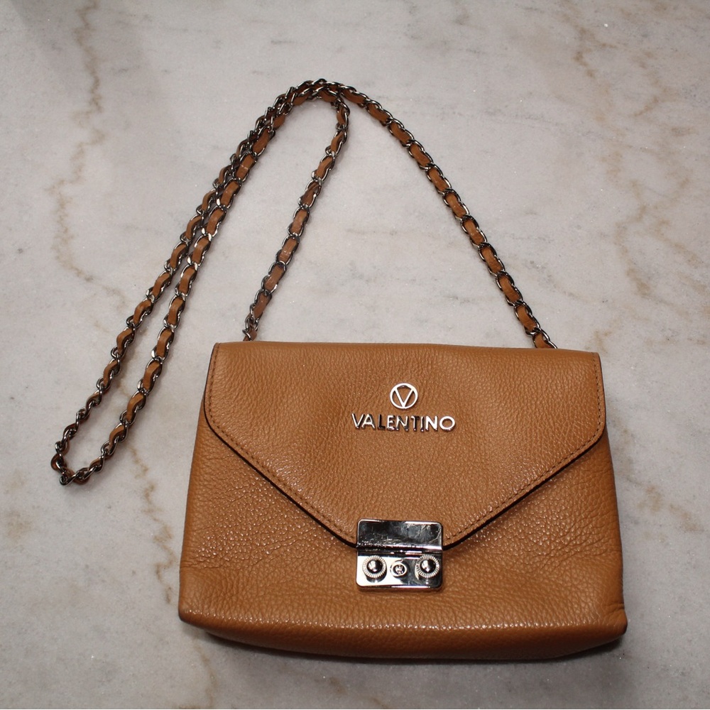 Valentino Tan Leather Chain Bag